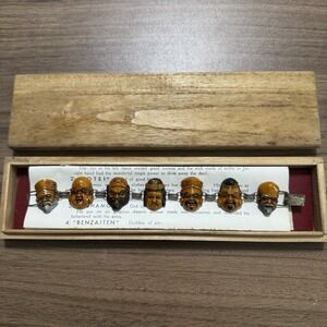 Vintage 7 Deities of Good Luck Fortune Bracelet Ebine Japan‎ Hand Painted Rare